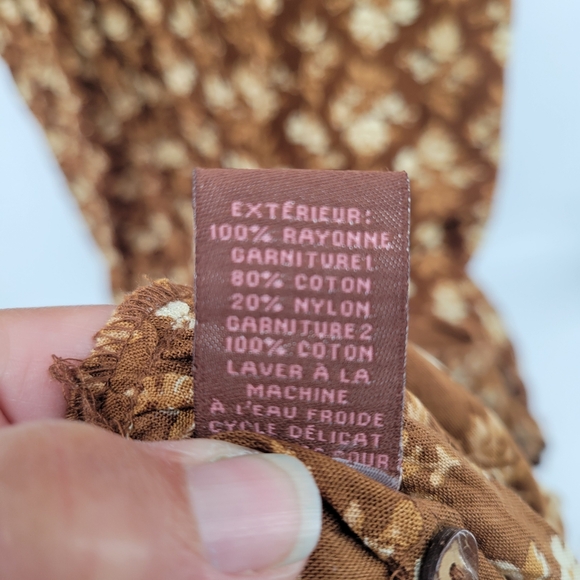 April Cornel Floral Brown Cottagecore Dress With Lace Detail Size X Large - Picture 6 of 11